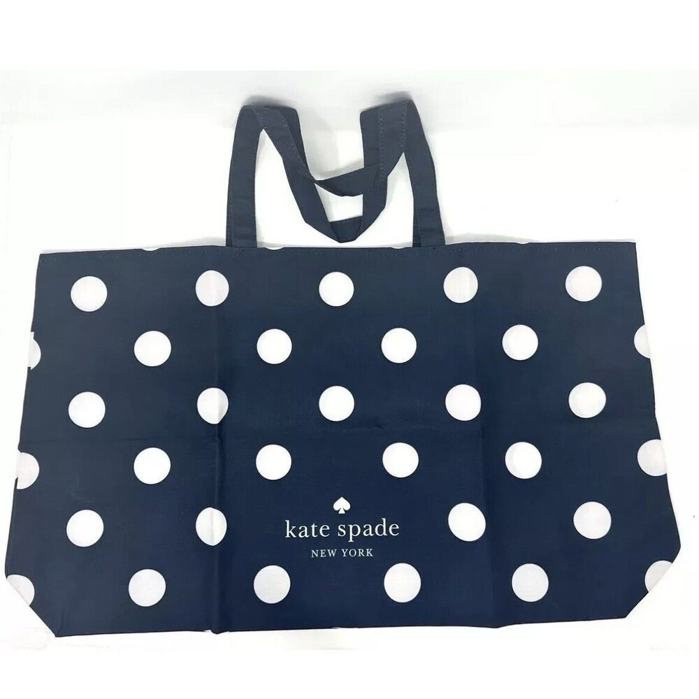 New Kate Spade Tote Navy White Polka Dot 25" x 15" XLarge Shopping Tote